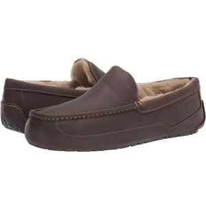 UGG Men's Brown Leather Ascot Slipper Loafers Size 9 wide width